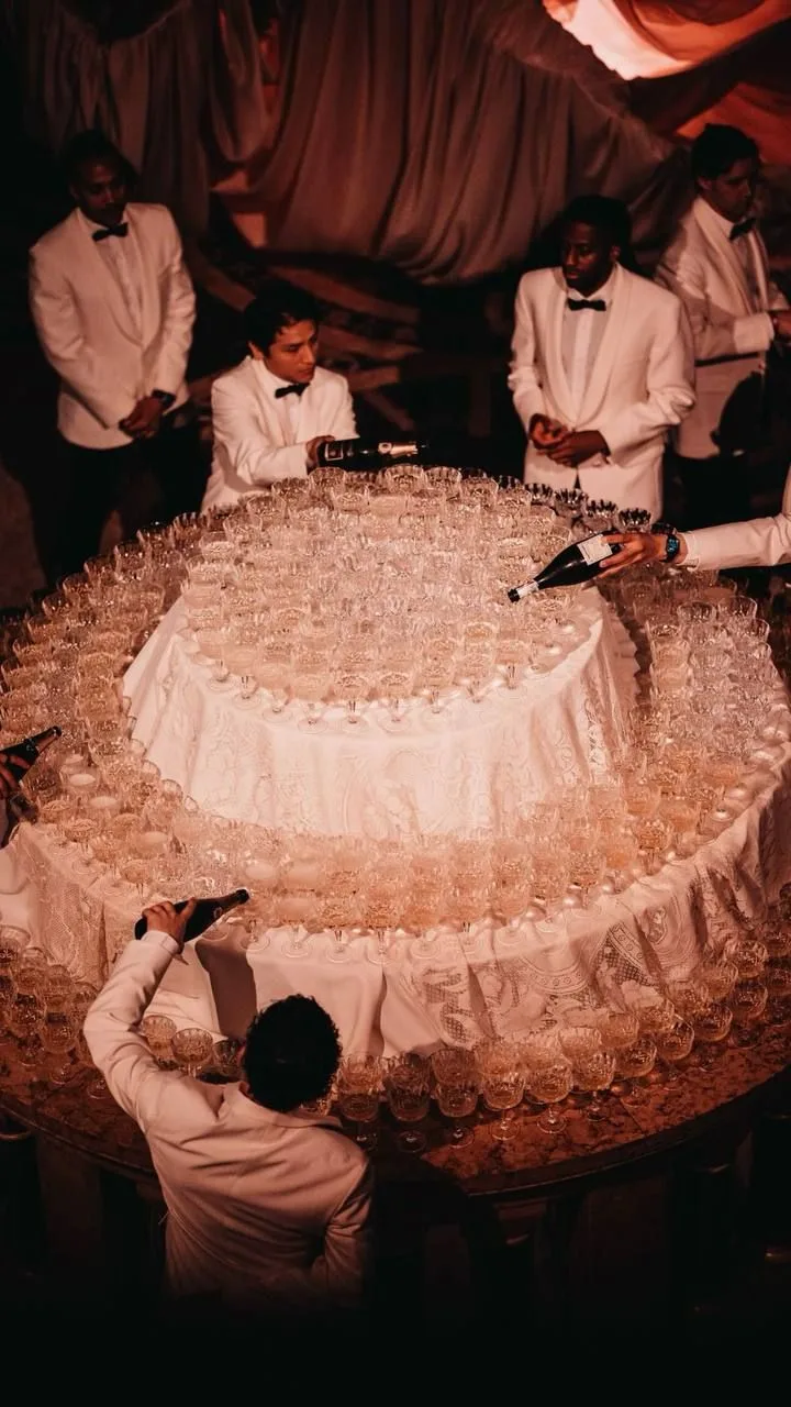 Champagne tower celebration